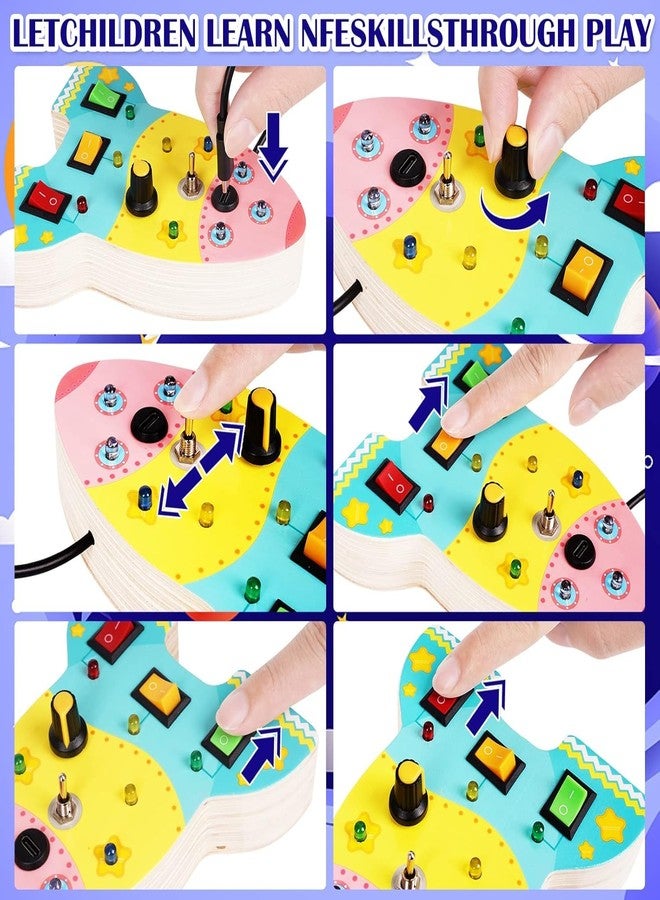 SAMVARDHAN Montessori Toddler Rocket Wooden Busy Board with 9 LED Light Switches, Activities Sensory Board Toy, Fine Motor Skills Development Educational Toys (Multicolor) - Image 3